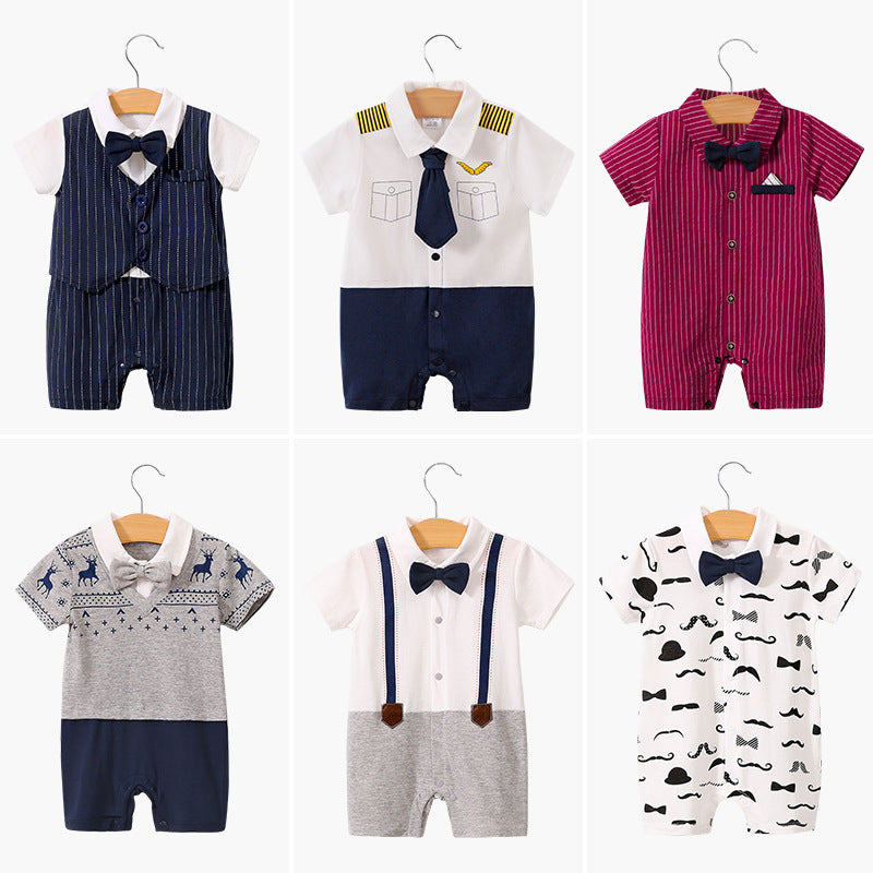 Short Sleeve Gentleman Romper for Newborns