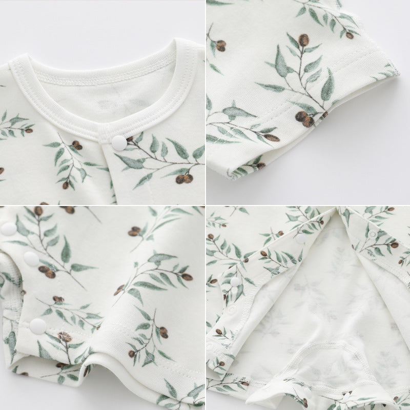 Thin Cotton Short-Sleeve Baby Jumpsuits