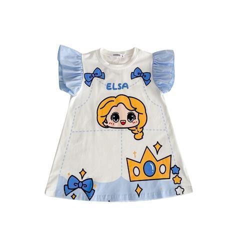 Girls' Princess Printed Design T-Shirt Dress