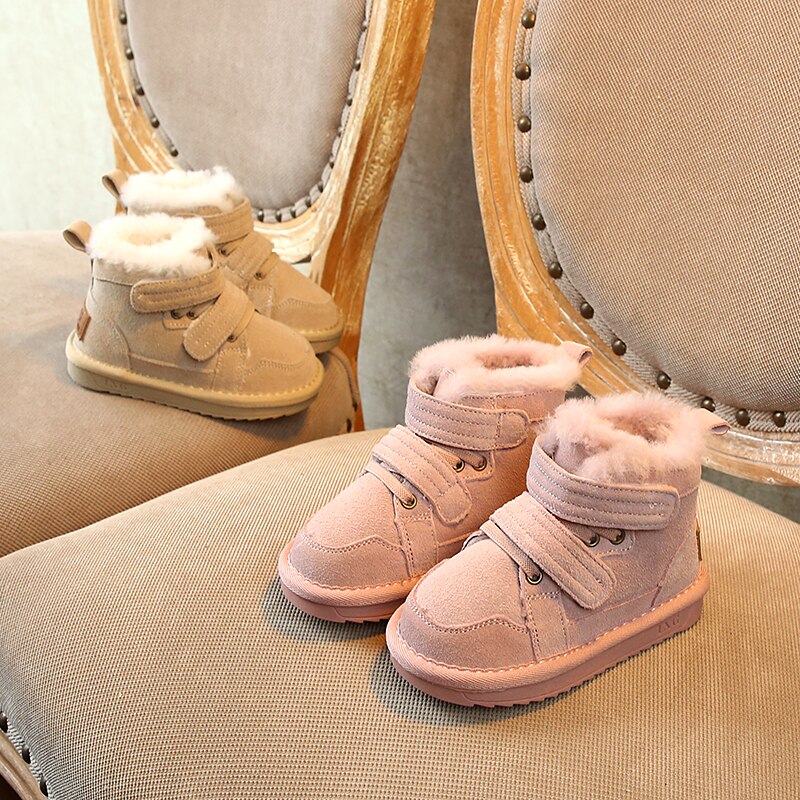 Winter Girls' Snow Boots Warm, Skid-Proof Leather Suede
