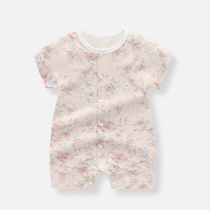 Thin Cotton Short-Sleeve Baby Jumpsuits