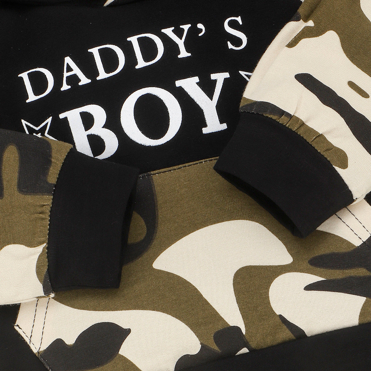 Hot Sale Boys Letter Camouflage Hooded Sweater