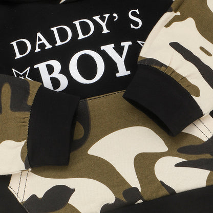 Hot Sale Boys Letter Camouflage Hooded Sweater