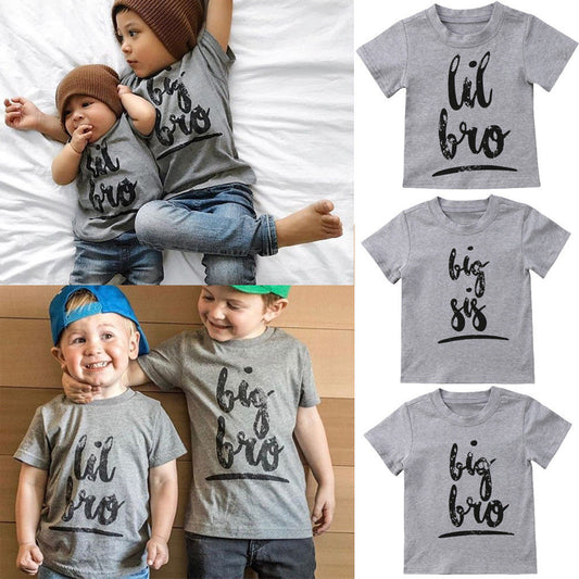 Cotton Print 'Big Bro, Lil Bro, Big Sis, Lil Sis' T-Shirts