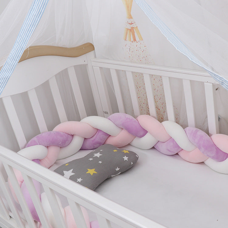 Soft Baby Bumper Bed Braid Knot Pillow Crib Protector