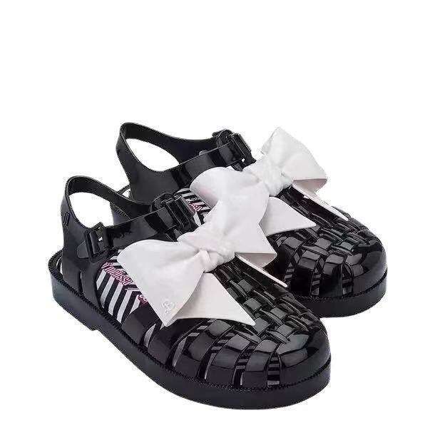 Mini Melissa Jelly Sparkly Roman Bow Sandals for Kids