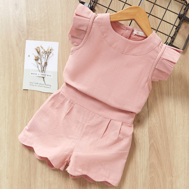 Cute Kids Girls T-Shirt &amp; Shorts Suit