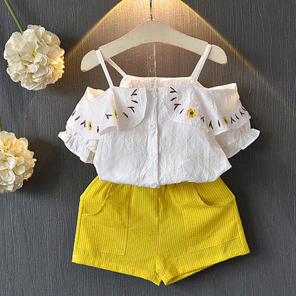 Cute Kids Girls T-Shirt & Shorts Suit