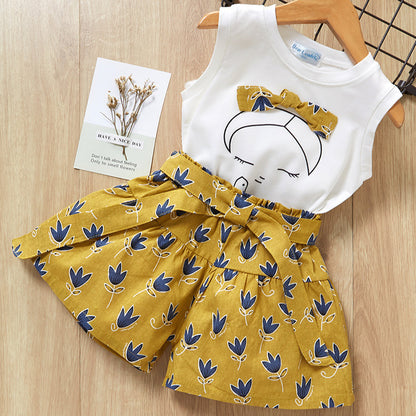 Cute Kids Girls T-Shirt & Shorts Suit
