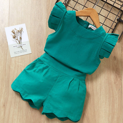 Cute Kids Girls T-Shirt & Shorts Suit