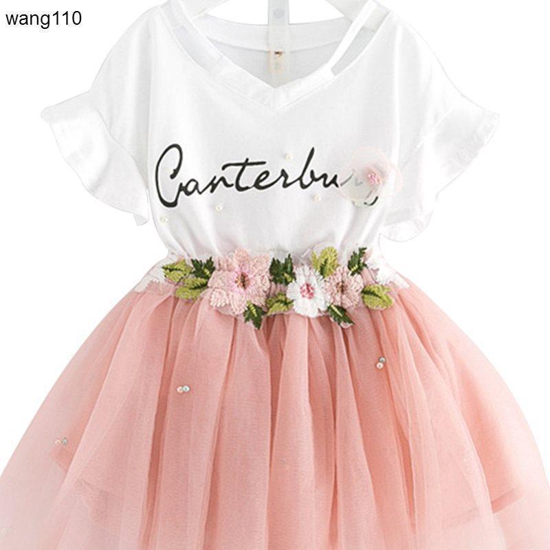 Girls' Summer Clothing Set T-Shirt & Hole Pants