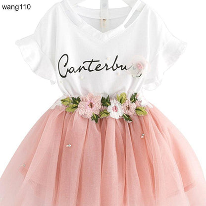 Girls' Summer Clothing Set T-Shirt & Hole Pants