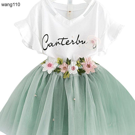 Girls' Summer Clothing Set T-Shirt & Hole Pants