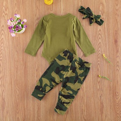 Trendy Camouflage Printed Children's Outfit Set