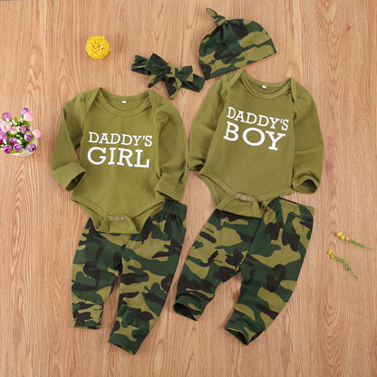 Trendy Camouflage Printed Children's Outfit Set