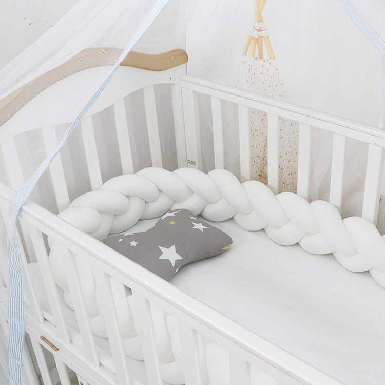 Soft Baby Bumper Bed Braid Knot Pillow Crib Protector