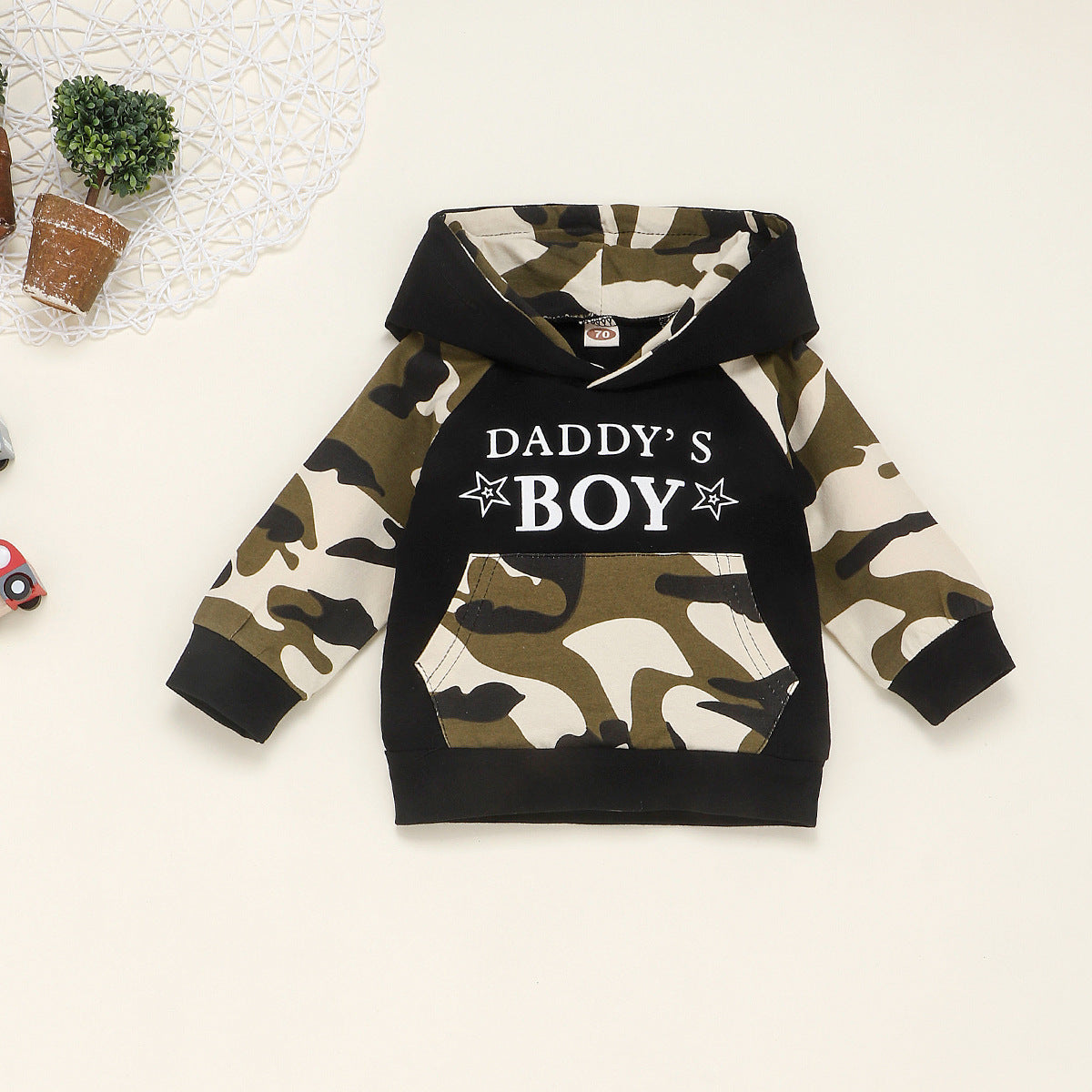 Hot Sale Boys Letter Camouflage Hooded Sweater