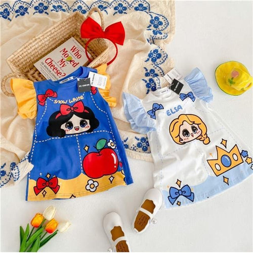 Girls' Princess Printed Design T-Shirt Dress