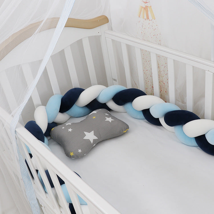 Soft Baby Bumper Bed Braid Knot Pillow Crib Protector