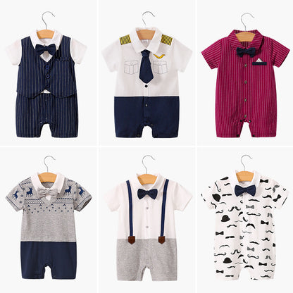 Short Sleeve Gentleman Romper for Newborns
