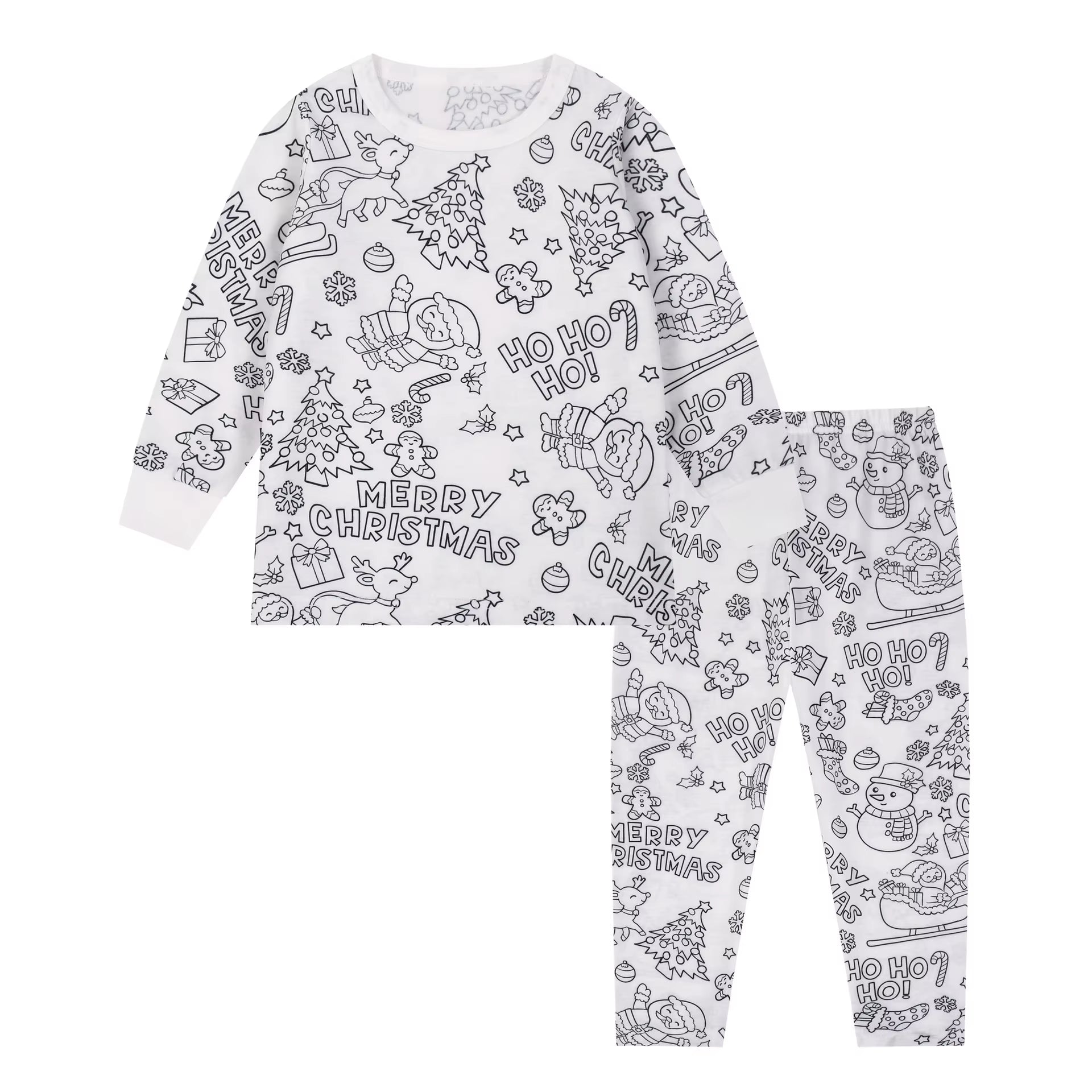 DIY Pajamas Sets New Baby Boy Girls Sketch Colorful Freehand Graffiti Long Sleeves Sleepwear Suit Kids Funny Handicraft Homewear
