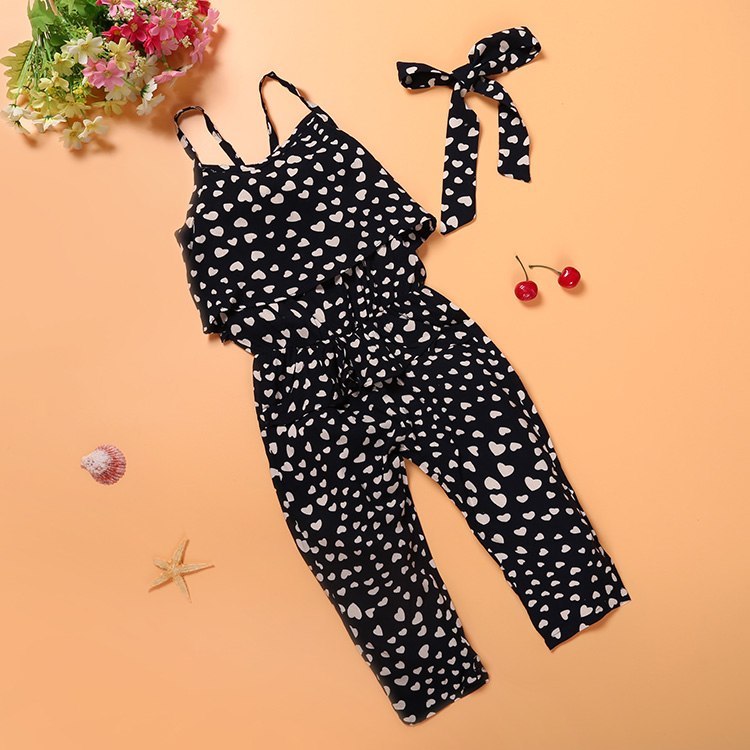 Trendy Summer Kids Girls Polka Dot Jumpsuit Set