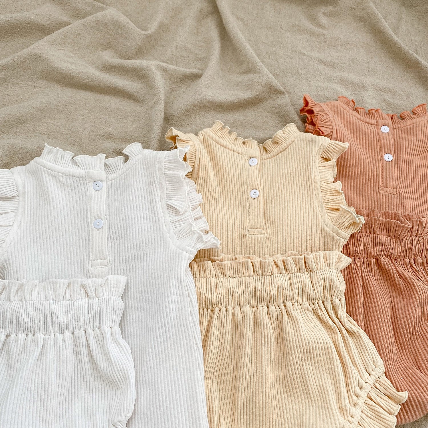 Baby Sleeveless Cotton Rompers Bodysuit Set