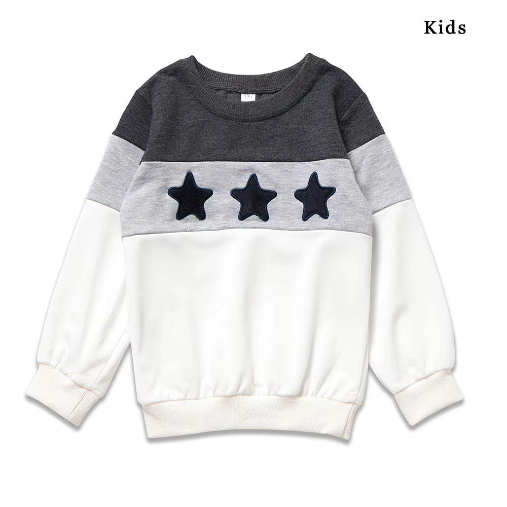 Family Matching Clothes Mom and Daughter Matching Clothes 2 Color Star Block Pullover Sweatshirt Same Family Clothes