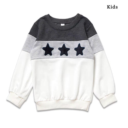 Family Matching Clothes Mom and Daughter Matching Clothes 2 Color Star Block Pullover Sweatshirt Same Family Clothes