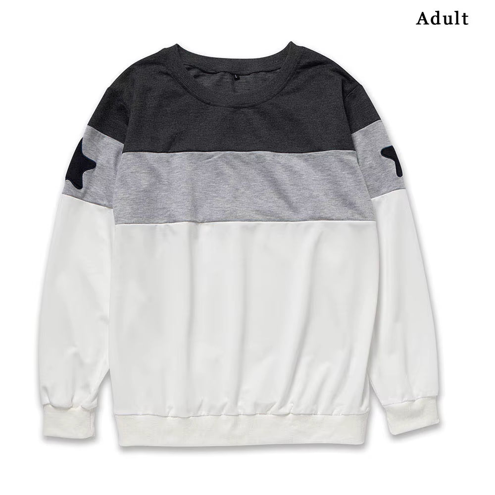 Family Matching Clothes Mom and Daughter Matching Clothes 2 Color Star Block Pullover Sweatshirt Same Family Clothes