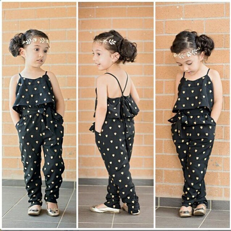 Trendy Summer Kids Girls Polka Dot Jumpsuit Set