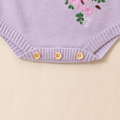 Cute Baby Girls Crotchet Sweater Romper