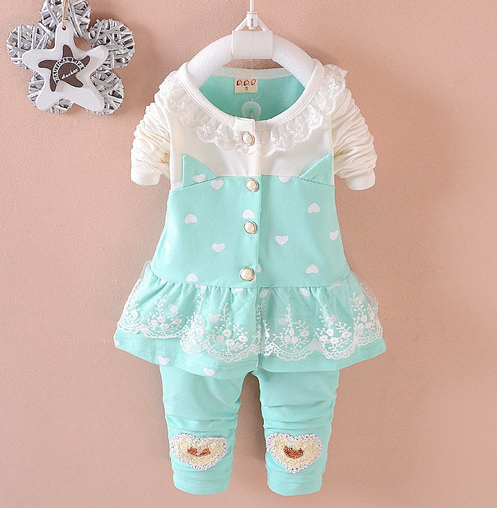 BibiCola Baby Girls Tracksuit | 2-Piece Top & Pants Set