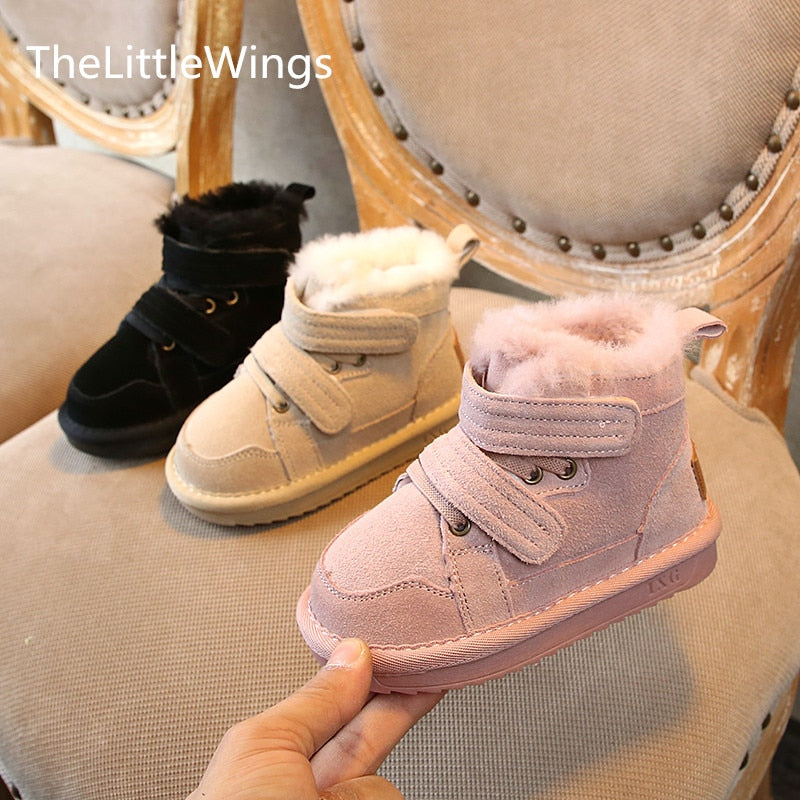 Winter Girls' Snow Boots Warm, Skid-Proof Leather Suede