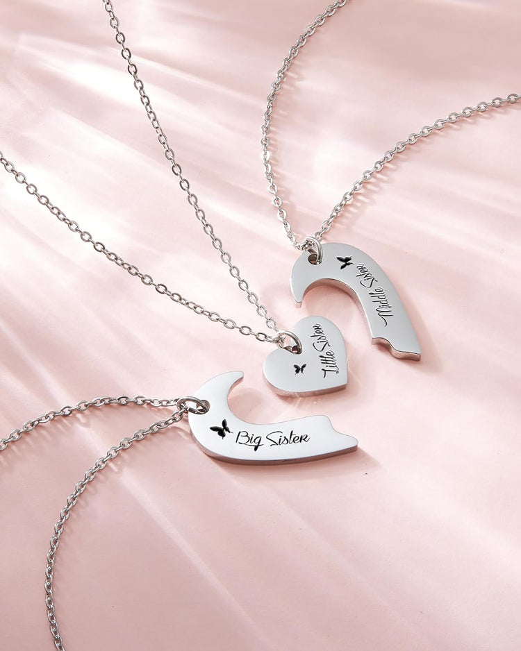 Sisters Best Friends Forever Matching BFF Necklace Set for 2 3 4,Mom Daughter Ne