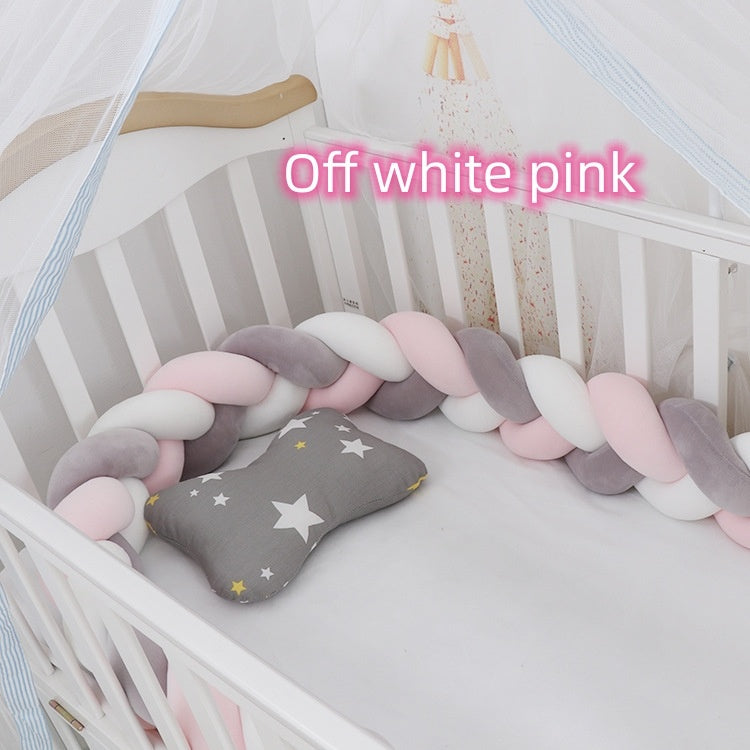 Soft Baby Bumper Bed Braid Knot Pillow Crib Protector