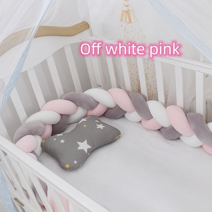 Soft Baby Bumper Bed Braid Knot Pillow Crib Protector