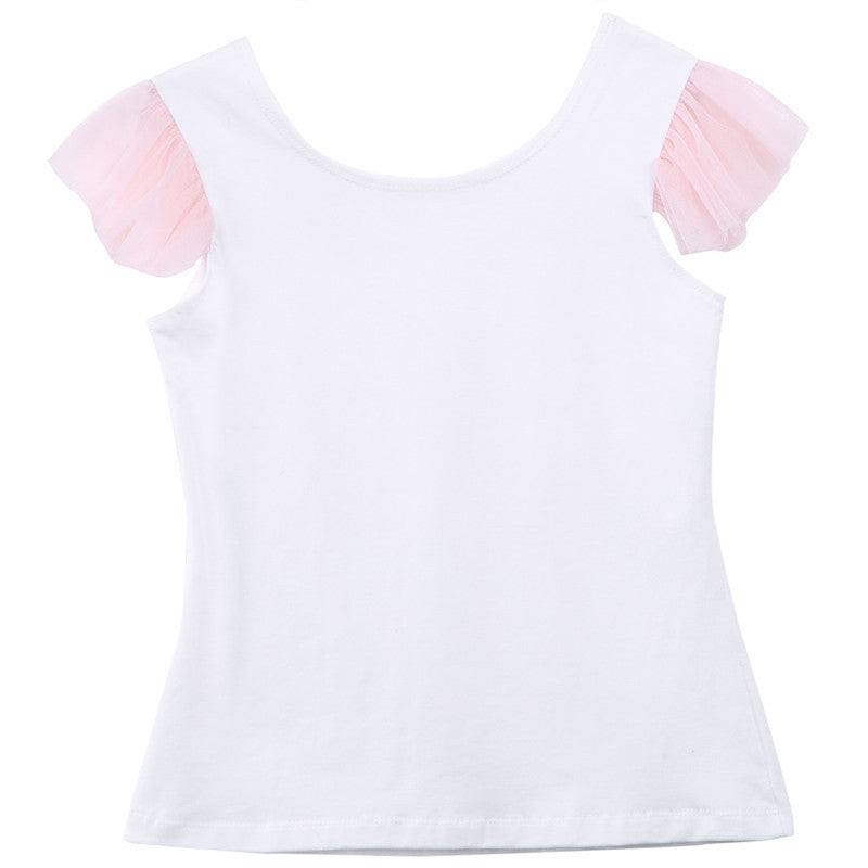 Spring Cotton Short-Sleeved Fashion Sweet Parent-Child Suit Net Gauze Canopy Skirt Two-Piece Mother and Daughter Suit Skirt