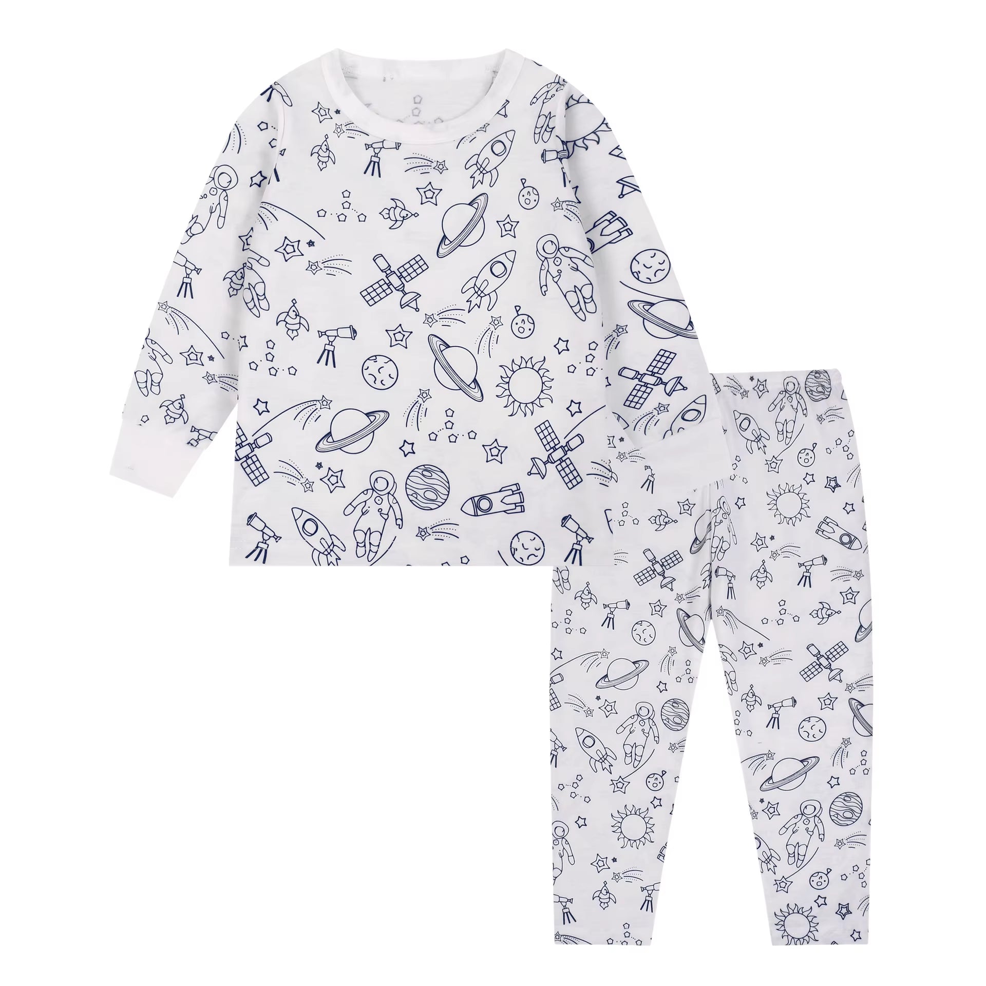 DIY Pajamas Sets New Baby Boy Girls Sketch Colorful Freehand Graffiti Long Sleeves Sleepwear Suit Kids Funny Handicraft Homewear