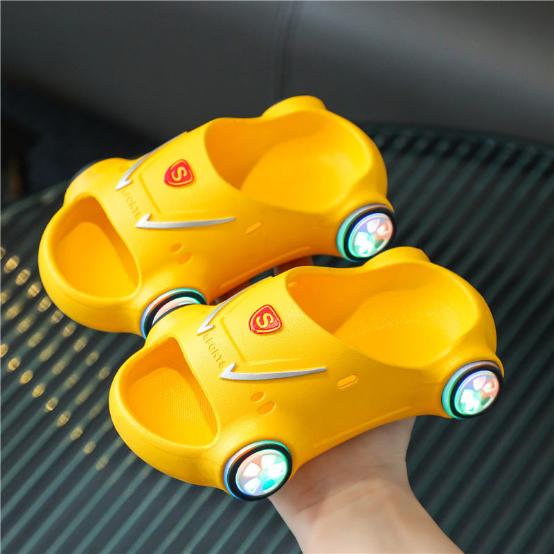 Kids Cartoon Car Anti-Slip Glowing Beach Sandals