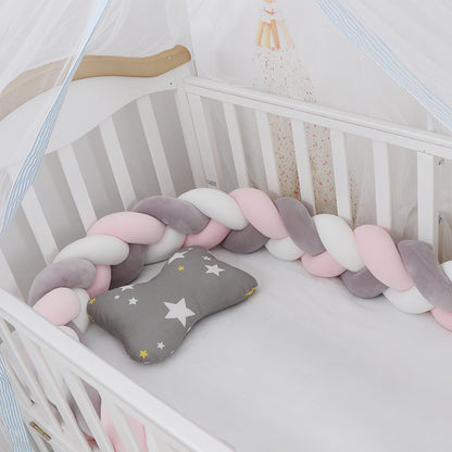 Soft Baby Bumper Bed Braid Knot Pillow Crib Protector