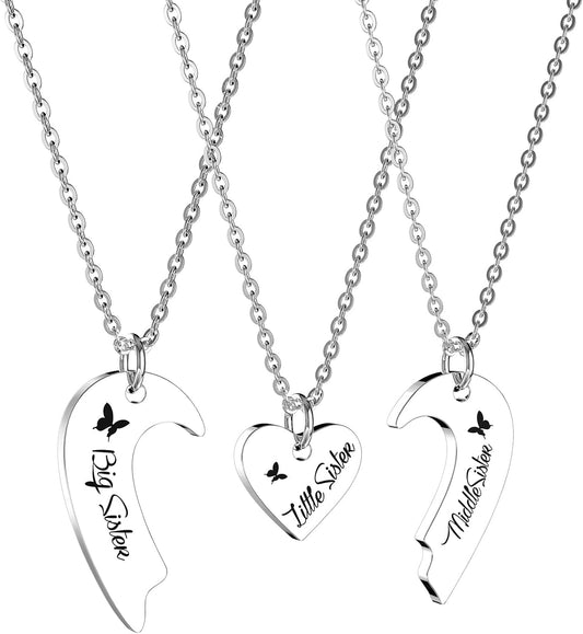 Sisters Best Friends Forever Matching BFF Necklace Set for 2 3 4,Mom Daughter Ne