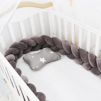 Soft Baby Bumper Bed Braid Knot Pillow Crib Protector