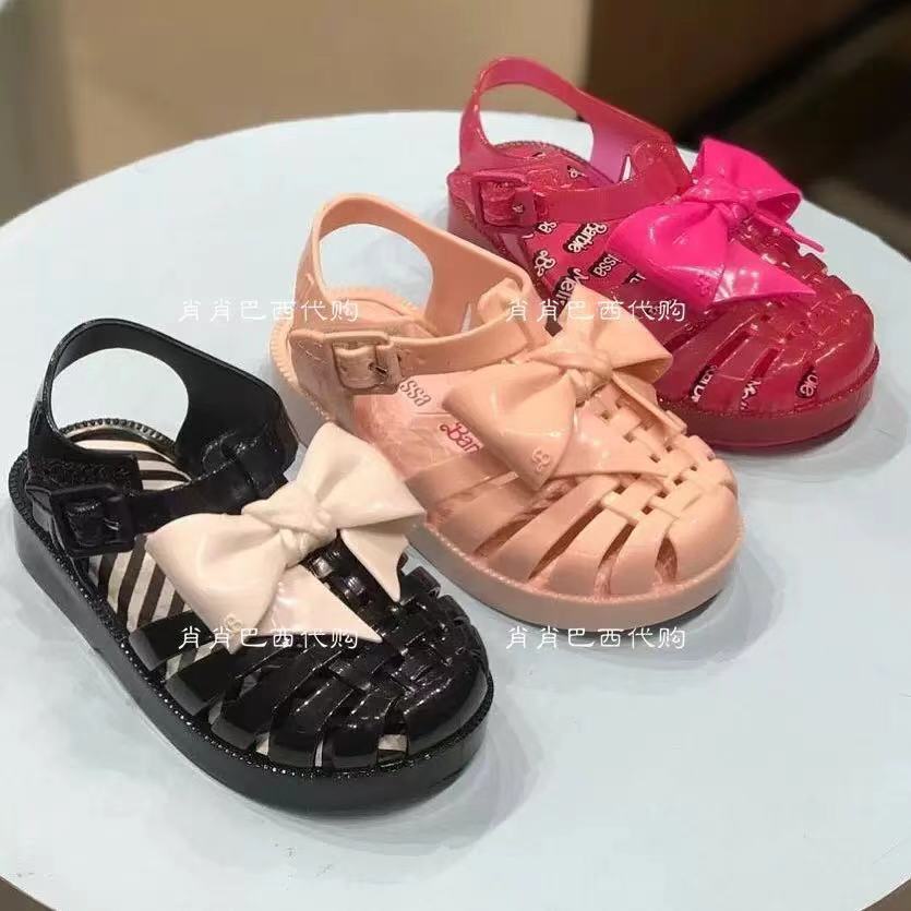 Mini Melissa Jelly Sparkly Roman Bow Sandals for Kids