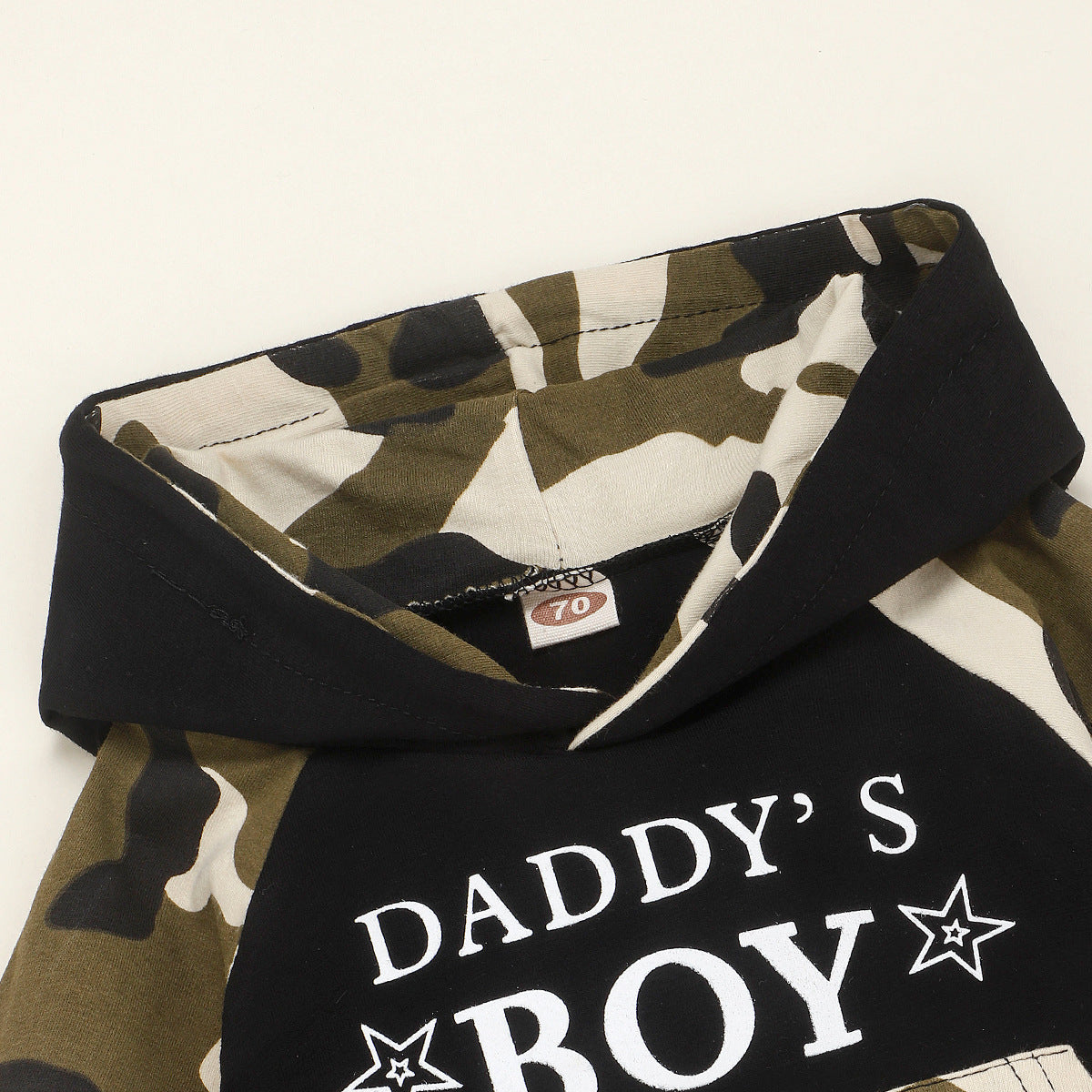 Hot Sale Boys Letter Camouflage Hooded Sweater