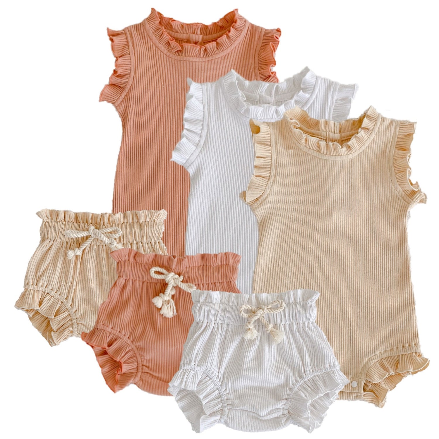 Baby Sleeveless Cotton Rompers Bodysuit Set