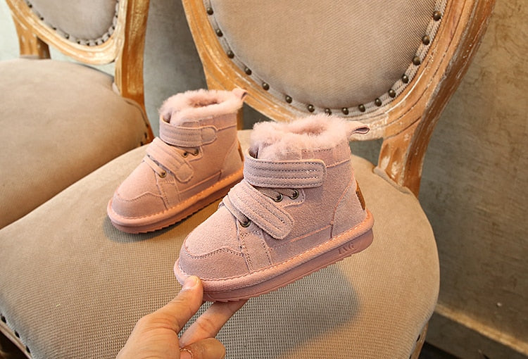 Winter Girls' Snow Boots Warm, Skid-Proof Leather Suede