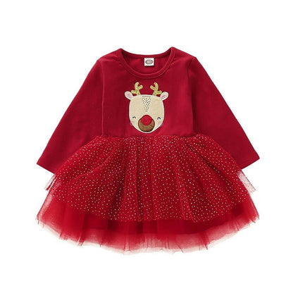 Baby Girl Christmas Dress Elk Tutu Princess Gown