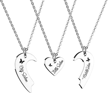 Sisters Best Friends Forever Matching BFF Necklace Set for 2 3 4,Mom Daughter Ne