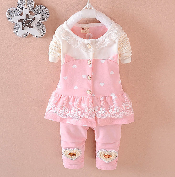 BibiCola Baby Girls Tracksuit | 2-Piece Top &amp; Pants Set